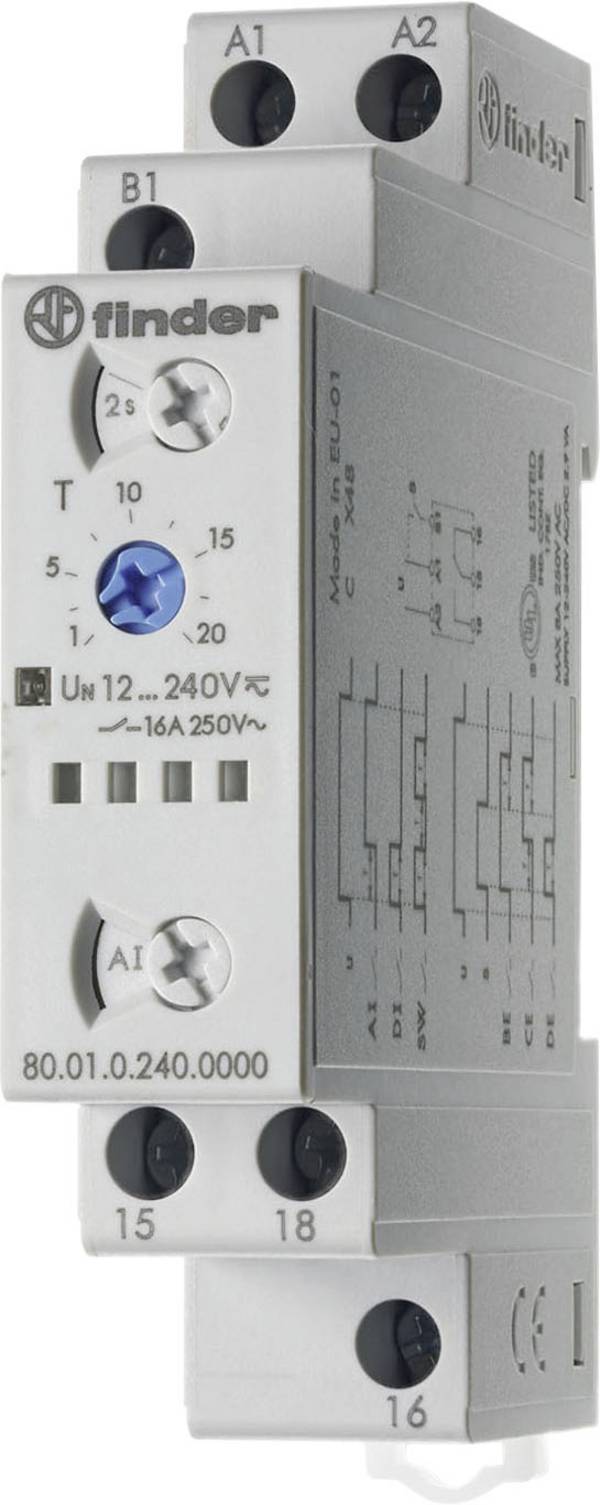 Finder 80.01.0.240.0000T 80.01.0.240.0000T Multifunctionele tijdschakelaar Multifunctioneel 1 stuk(s) Tijdsduur: 0.1 - 86400 s 1x wisselcontact Piece