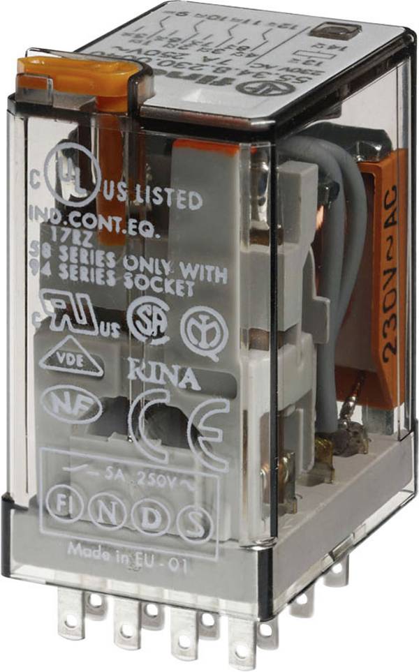 Finder 55.34.8.012.0040 Steekrelais 12 V/AC 7 A 4x wisselcontact 1 stuk(s)