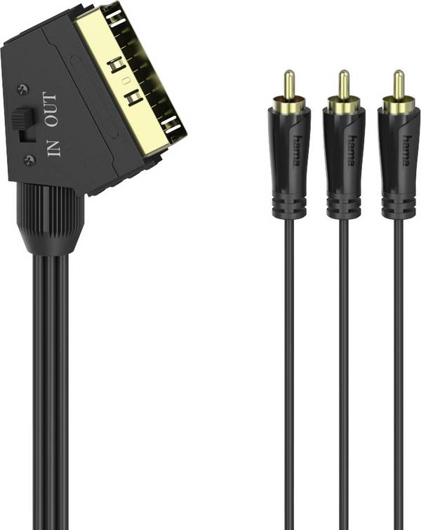 Hama Cinch / SCART AV Aansluitkabel [3x Cinch-stekker - 1x SCART-stekker] 1.5 m Zwart