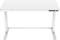 Witte, in hoogte verstelbare bureau met digitaal bedieningspaneel aan de rechterkant van het bureaublad.