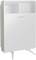 Witte Bosch-verwarming met modern design, staat op twee poten. Bovenste gedeelte geperforeerd voor luchcirculatie.