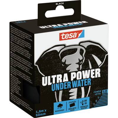 'Ultra Power Onder Water' zwarte tape-verpakking met een gestileerde olifantenlogo, benadrukt waterbestendige en temperatuurbestendige eigenschappen.
