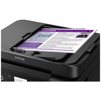 Een printer trekt een document in. Op het document zijn grafieken en tekst over zakelijke relaties te zien.