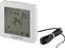 Digitale thermostaat met groot display toont 'ROOM' temperatuur van 24,5°C en 'SET' temperatuur van 23,5°C. Kabel met sensor aangesloten.