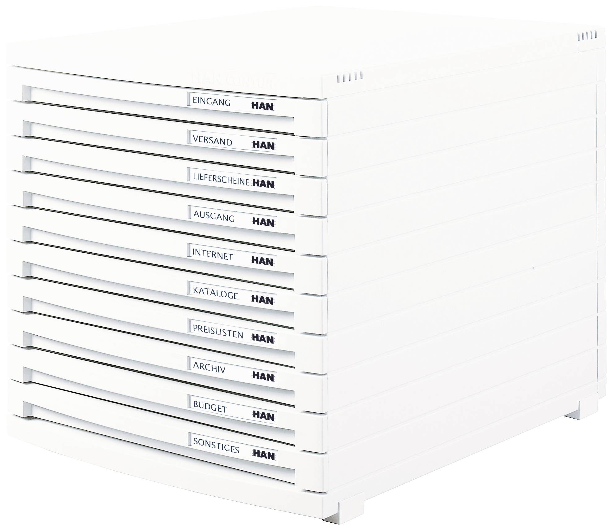 Rössler Papier 1524452604 - S.O.H.O. 4-vaks doos voor DIN A5, met grijpgat, Speciale lijn hazelnoot, 250 x 175 x 320 mm, 1 stuk