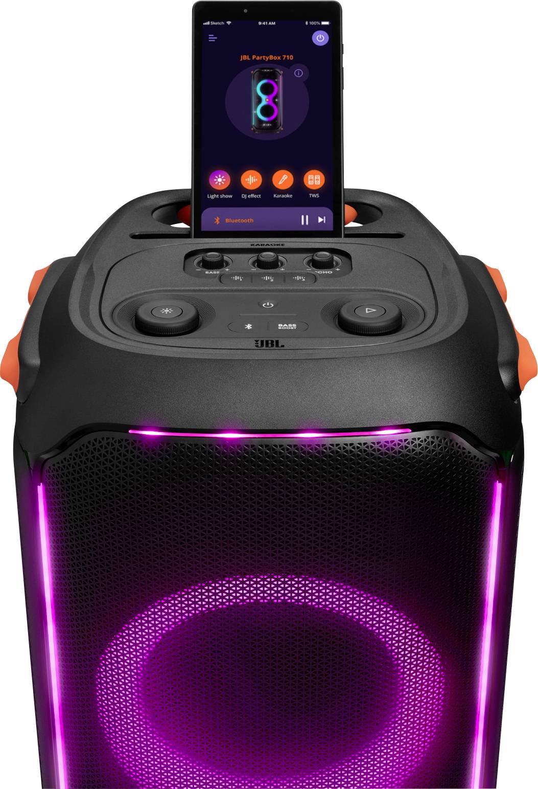 JBL PartyBox 710 Draadloos Bluetooth-app-gestuurd 800 watt tweeweg-partysoundsysteem (JBLPARTYBOX-24