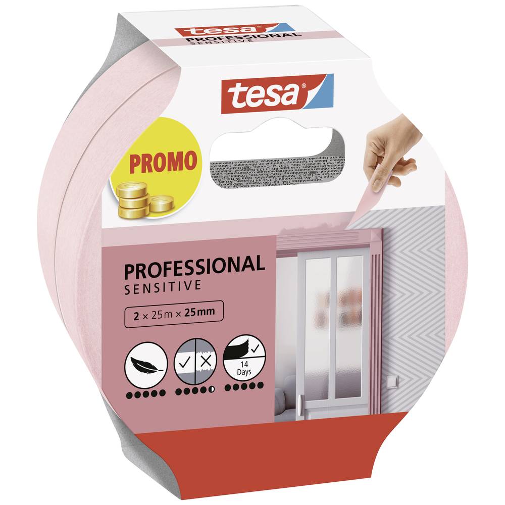 tesa Professional Sensitive 56267-00000-01 Schilderstape Roze (l x b) 50 m x 25 mm 2 stuk(s)