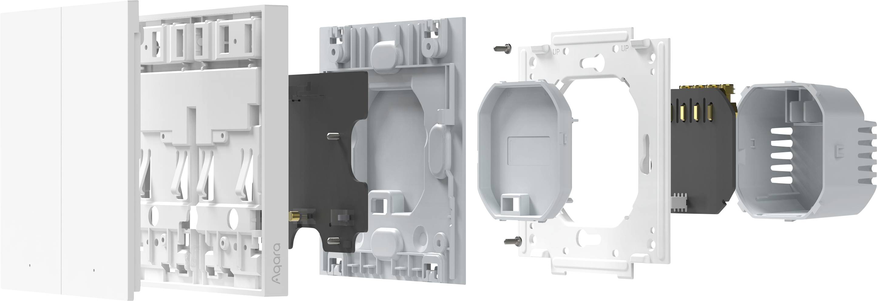 'Explosietekening van een product met meerdere lagen en componenten die de interne structuur en onderdelen weergeven.'