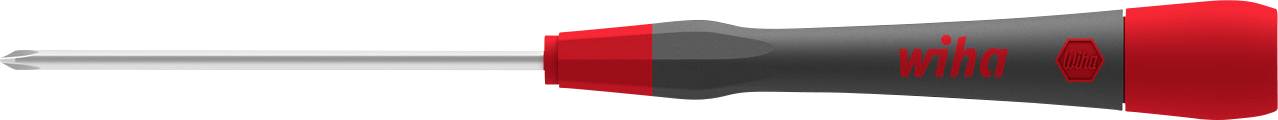 Een rood-zwarte kruiskopschroevendraaier ligt horizontaal. De rode handgreep draagt de opdruk 'wiha' met een opvallend logo.