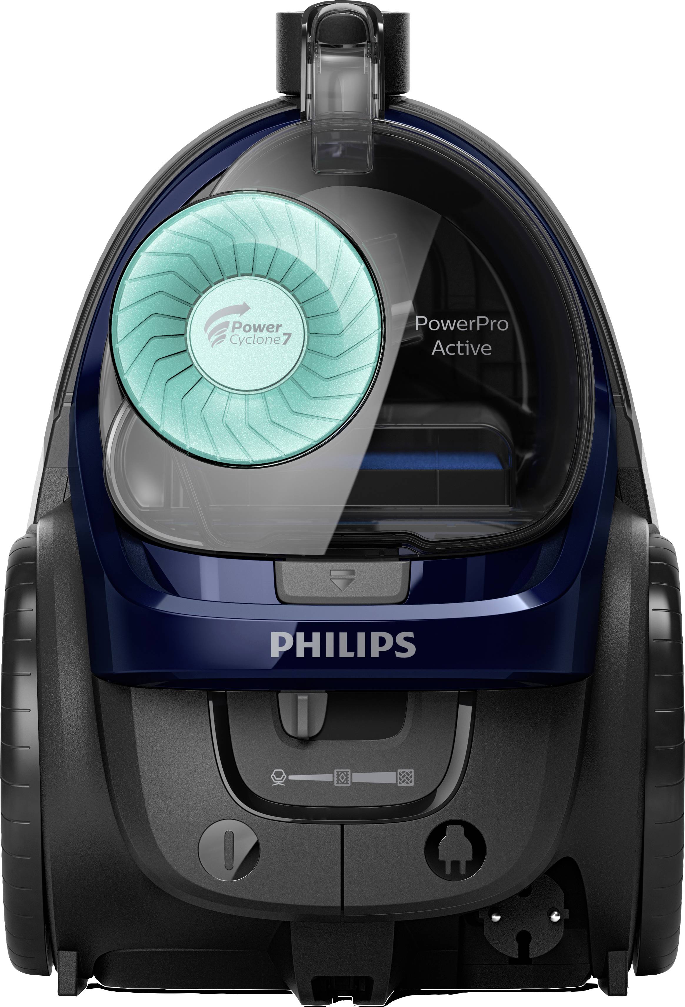 Philips stofzuiger met PowerCyclone7-technologie, blauwe behuizing, zwart-grijze accenten; geschikt voor effectieve vloerreiniging.