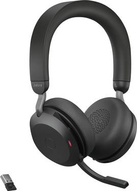 Jabra Evolve2 75 On Ear headset  Bluetooth, Kabel Stereo Zwart Ruisonderdrukking (microfoon) Volumeregeling, Microfoon uitschakelbaar (mute), Indicator voor batterijstatus Telefoon