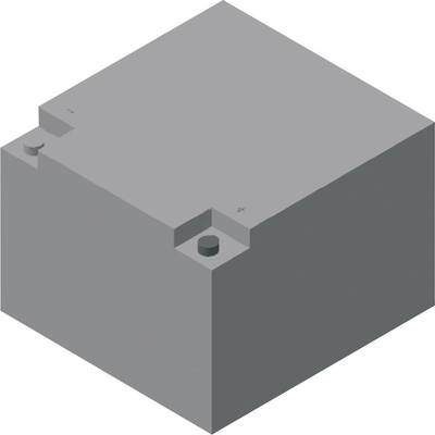 Grijze, kubieke blok met uitstekende details aan de bovenkant.