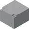 Grijze, kubieke blok met uitstekende details aan de bovenkant.