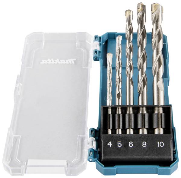 Makita D-72877 D-72877  Steen-spiraalboorset  4 mm, 5 mm, 6 mm, 8 mm, 10 mm  Cilinderschacht 1 stuk(s)