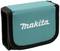 Turquoise Makita-tas met zwarte rand, rechthoekig, compact, geschikt voor gereedschapsopslag.
