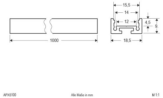 EVN APXS100 EVN Lichttechnik Aluminium (l x b) 1000 mm x 18.50 mm 1 stuk(s)-2