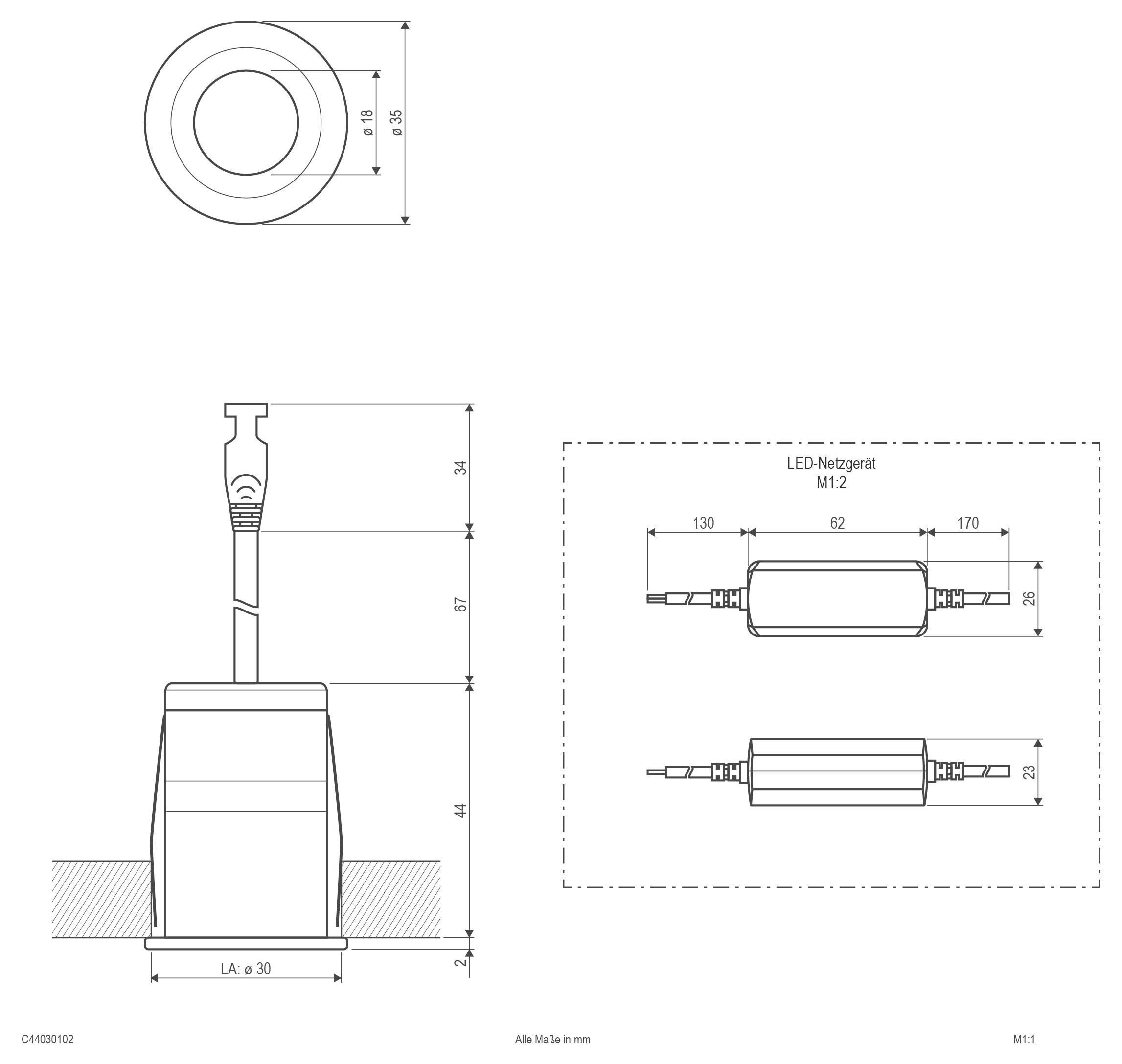 EVN C44030102 C44030102 LED-inbouwlamp LED LED vast ingebouwd 3 W Wit-2