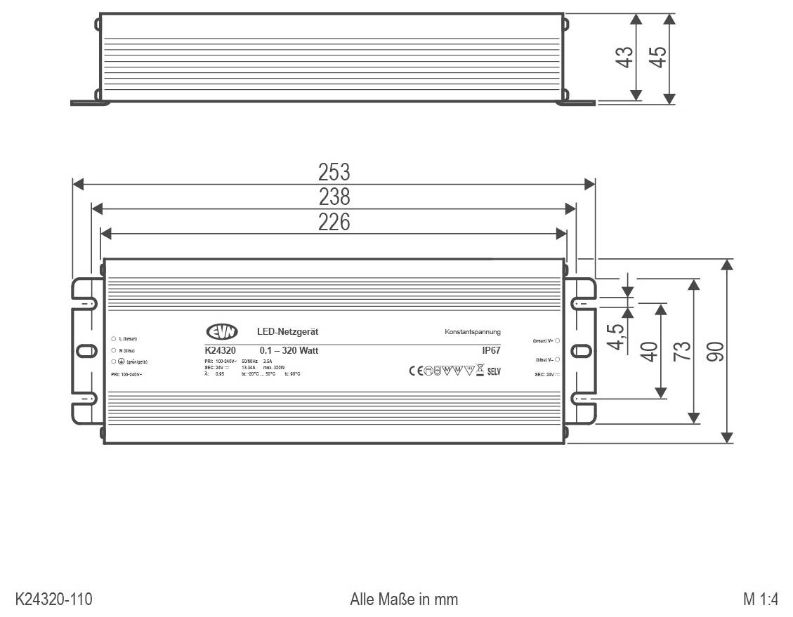 EVN K24320110 LED-transformator Constante spanning 24 V/DC Dimbaar 1 stuk(s)-2