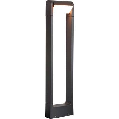 Een hoge zwarte rechthoekige LED-lamp of verlichting met een gloeiend binnenframe, verticaal tegen een eenvoudige achtergrond weergegeven.