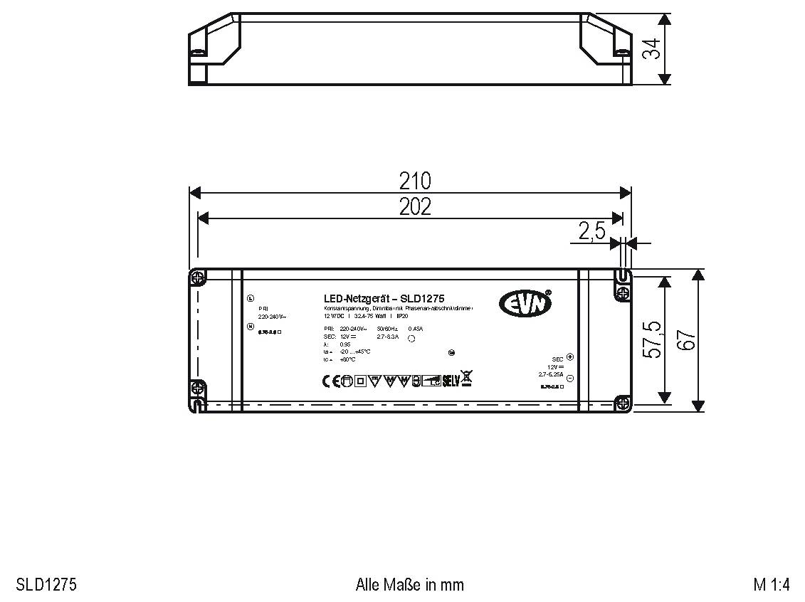 EVN SLD1275 LED-transformator Constante spanning 12 V/DC Dimbaar-2