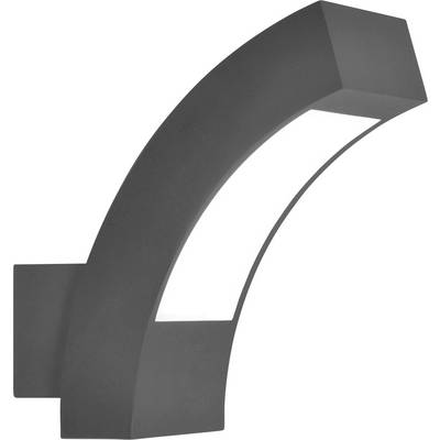 Grijze 3D gebogen pijlvormige vorm met een blokkerige basis en puntige top, geïsoleerd op een witte achtergrond.