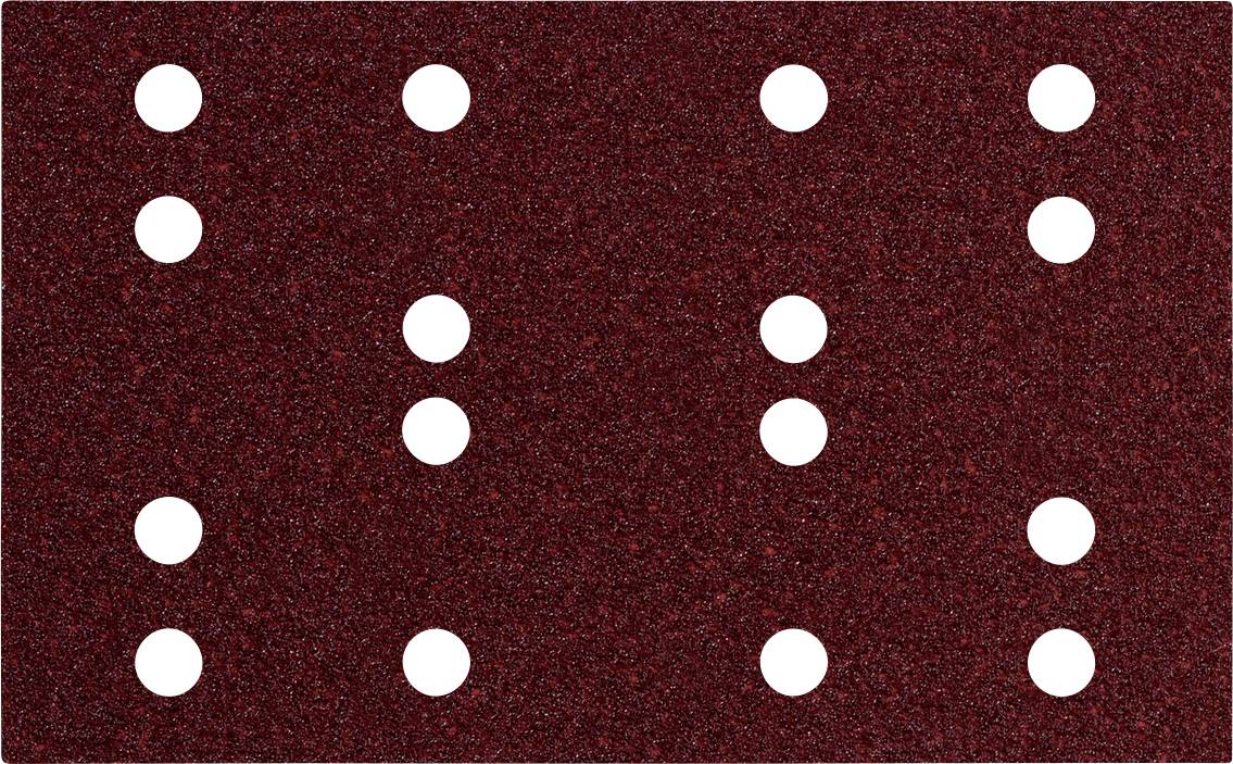 Braillestijl patroon van witte stippen gerangschikt in vier verticale kolommen op een donkerrode getextureerde achtergrond.