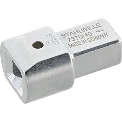 Metaaladapter met vierkante aansluiting en opschrift 'STAHLWILLE 7370/40 MADE IN GERMANY'.