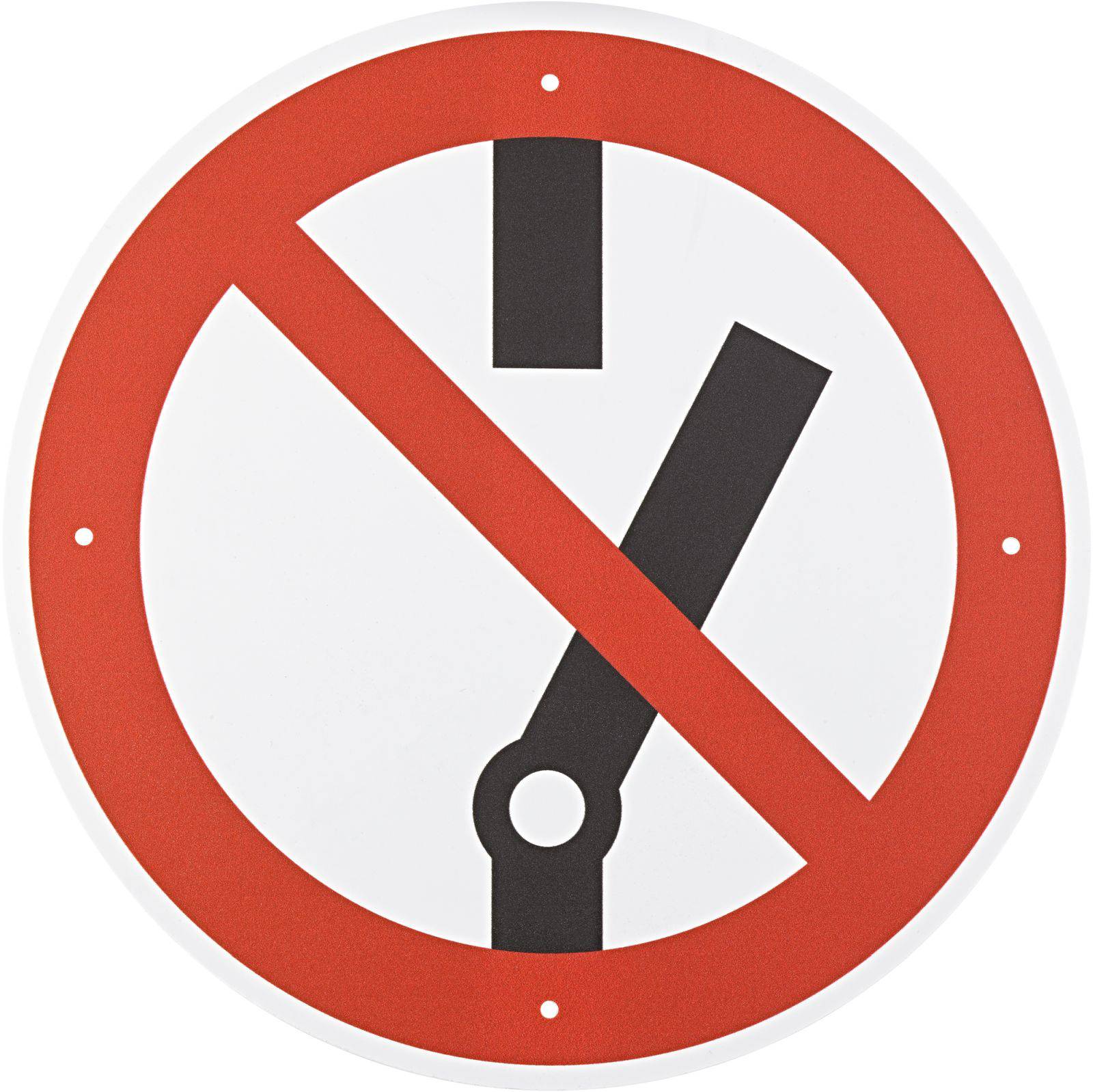 Verbodsbord met een rode cirkel en dwarsbalk die een rechtopstaande paraplu voorstelt.