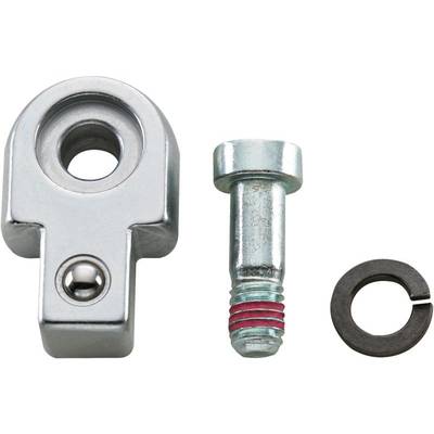 Metalen onderdeel met gat, schroef en sluitring. Mechanische componenten voor bevestigingen.