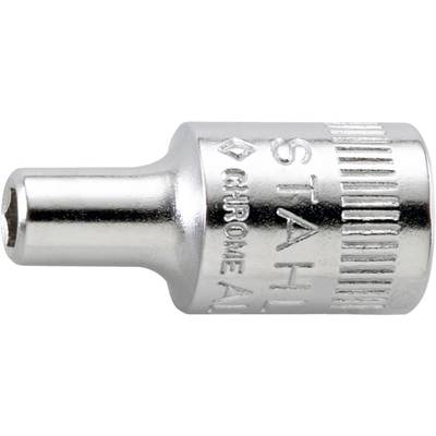 Zilveren metalen zeskantdop met de ingegraveerde tekst 'STAH' en 'CHROME', met gekartelde rand voor een betere grip.