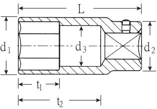 'Technische tekening van een buisvormig object met gemarkeerde doorsneden en lengtes ter verduidelijking van de afmetingen.'
