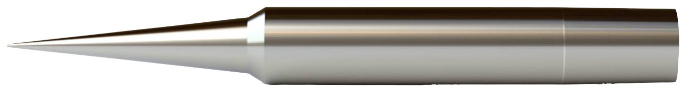 Zilveren, kegelvormige punt van een gereedschap, vermoedelijk bedoeld voor technische toepassingen of precisiewerk.