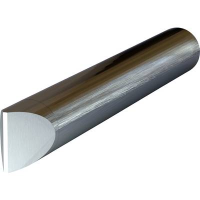 Een metalen, cilindrische pen met een schuin gesneden uiteinde dat een asymmetrisch, plat oppervlak vertoont.