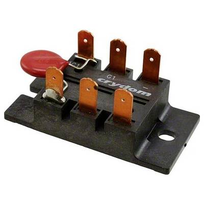 'Een Crydom solid state relay met meerdere koperen connectoren en een rode beschermkap op één aansluiting, gebruikt voor elektrische schakelingen.'