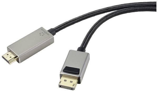 Renkforce DisplayPort / HDMI Kabel DisplayPort-stekker, HDMI-A-stekker 3.00 m Zwart UHD 8K @ 60 Hz, UHD 4K @ 120 Hz RF-4995158 DisplayPort-kabel