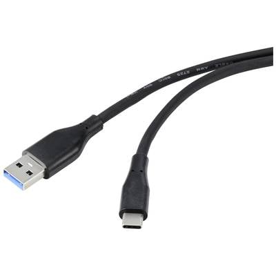 Renkforce USB-kabel USB 3.2 Gen1 (USB 3.0 / USB 3.1 Gen1) USB-A stekker, USB-C stekker 3.00 m Zwart PVC-mantel, Zeer fle