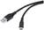 Zwart USB-kabel met USB-A- en USB-C-stekkeruiteinden.