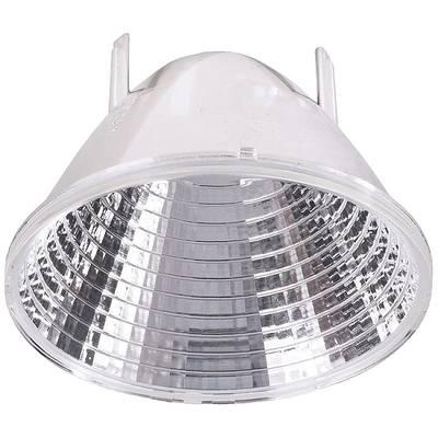 Een zilveren reflector in kegelvorm die licht efficiënt in één richting stuurt.