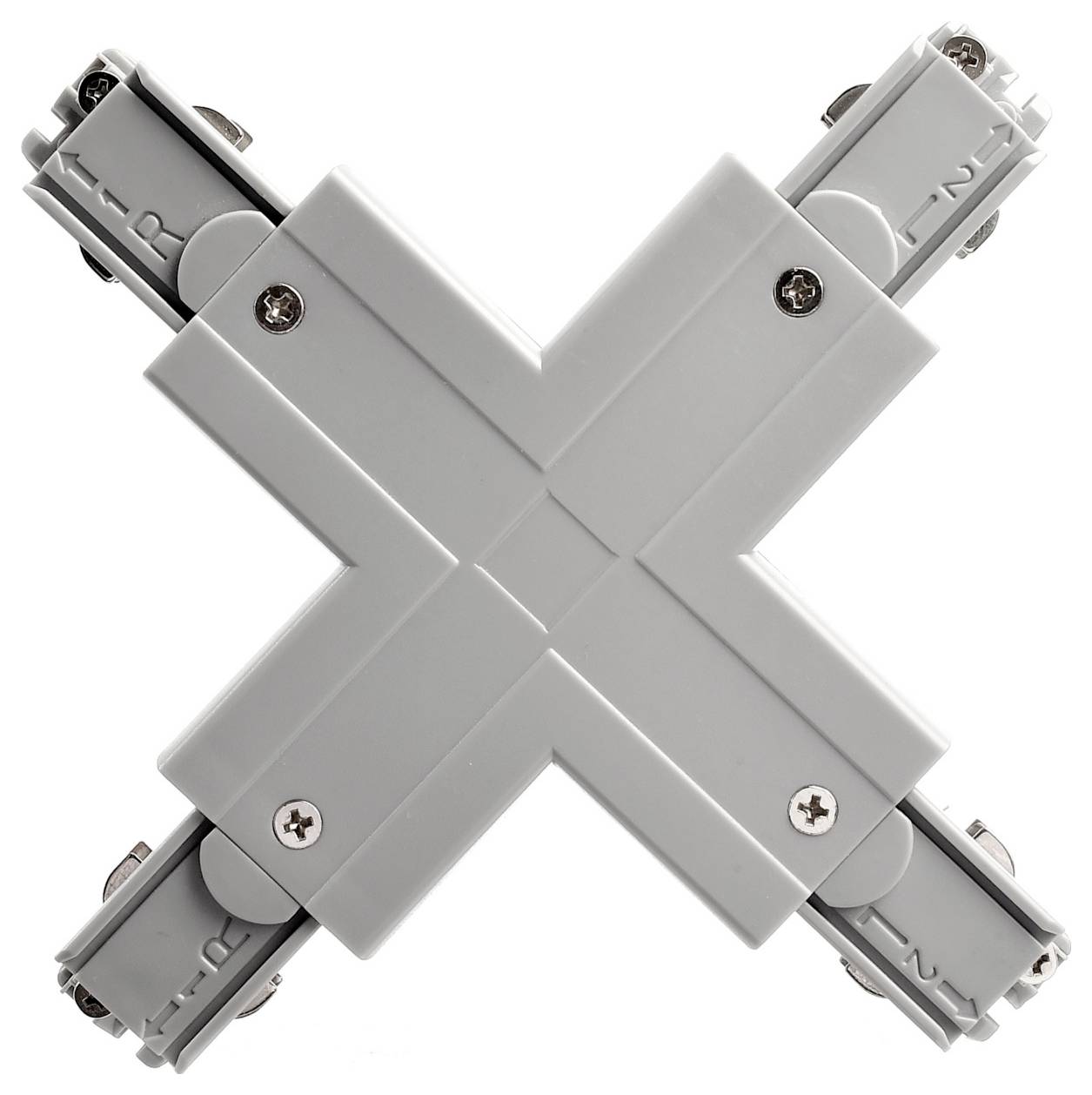 Deko Light 710034 D Line X-Verbinder links-links-rechts-rechts 230V-railsysteemcomponenten Stroomrail 3-fasig Grijs – Foto 2 van 2