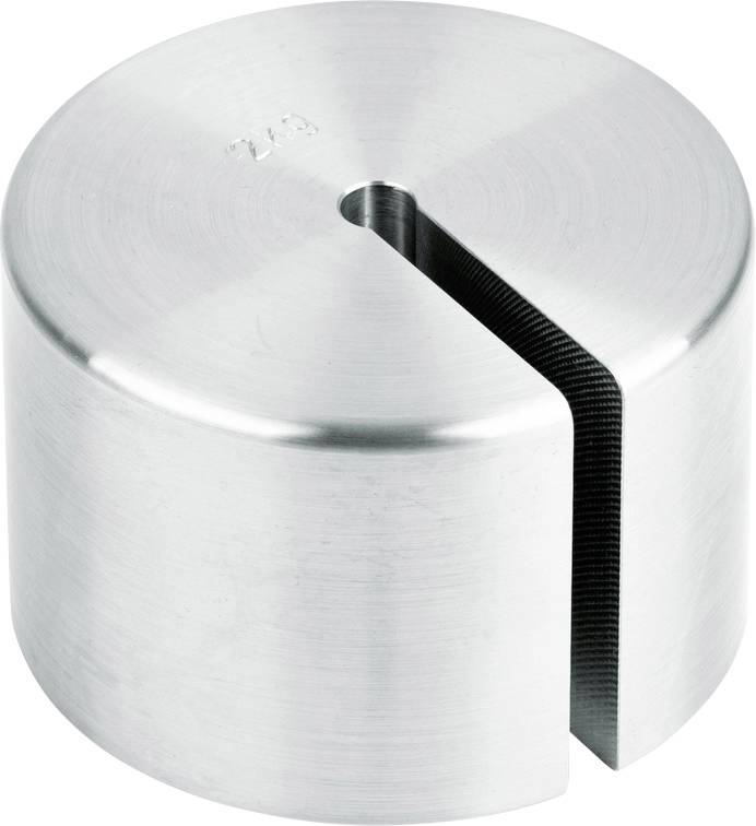 Een cilindrische metalen pen met sleuf, vermoedelijk onderdeel van een mechanisch apparaat, tegen een neutrale achtergrond.