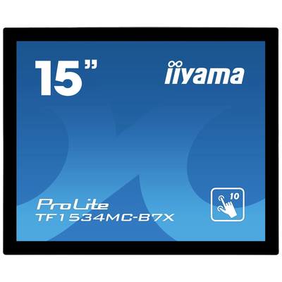 15-inch beeldscherm van iiyama, model "ProLite TF1534MC-B7X" met touchfunctie, geschikt voor interactieve toepassingen.
