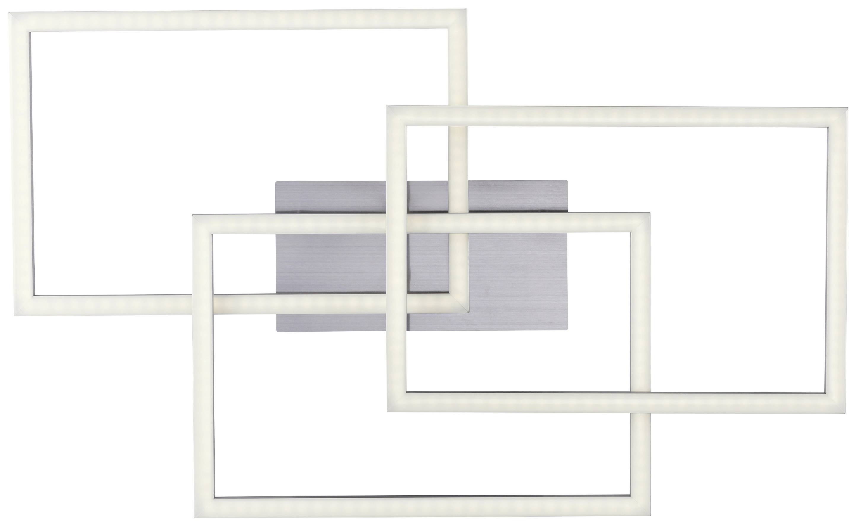 LED-plafondlamp met drie overlappende rechthoekige frames, gerangschikt in een modern design.