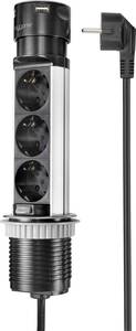 Conrad Sygonix SY-4997104 Stekkerdoostoren Zwart, RVS Randaarde stekker 1 stuk(s) aanbieding