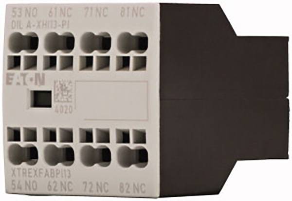 Elektrisch relais met zes aansluitingen en opschrift 'EATON XTREXFABP13'. Voornamelijk gebruikt voor besturing in schakelinstallaties.