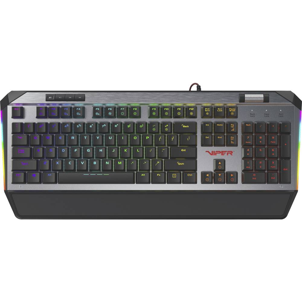 Viper PV765MBRUXMGMDE Gaming-toetsenbord Kabelgebonden Verlicht, Polssteun, Switch: Red QWERTZ, Duits Zilver, Zwart, RGB