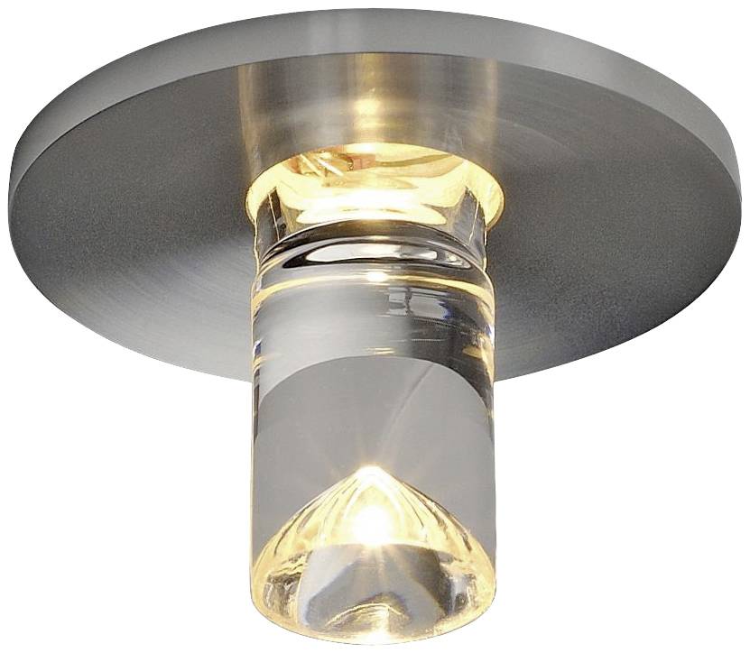 Ronde plafondlamp met modern, cilindrisch ontwerp, vervaardigd uit metaal en glas, verspreidt een warm, direct licht.