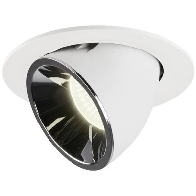 Ronde, witte LED-inbouwplafondlamp met kantelbare reflector, verlichtingselement ingeschakeld, ideaal voor gerichte verlichting.