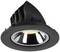 Zwarte inbouwspot met rond, gespiegeld oppervlak en LED-lichtbron, geschikt voor moderne binnenverlichting.