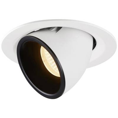 Inbouwspot met draaibare spot, wit behuizing, straalt warm licht uit. Ideaal voor gerichte verlichting in binnenruimtes.