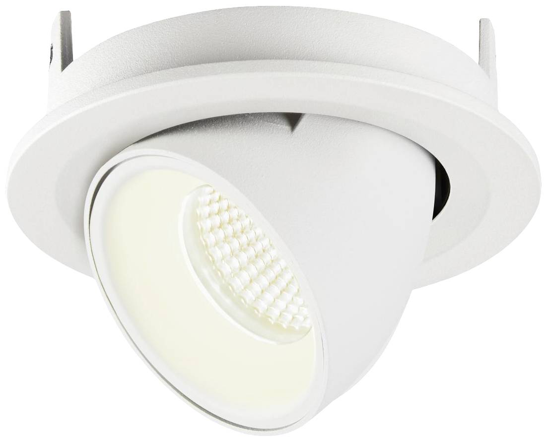 LED-plafondspot met wit behuizing en kantelbare spot. Ideaal voor gerichte verlichting in binnenruimtes.